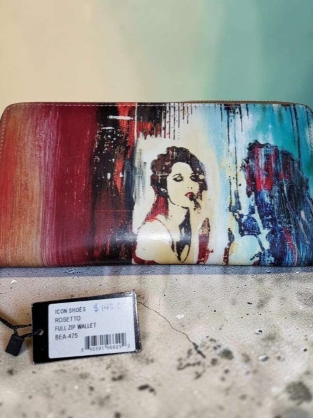 Icon Shoes Rosetto Full Zip Wallet - Multi-Color Artistic Print NWT